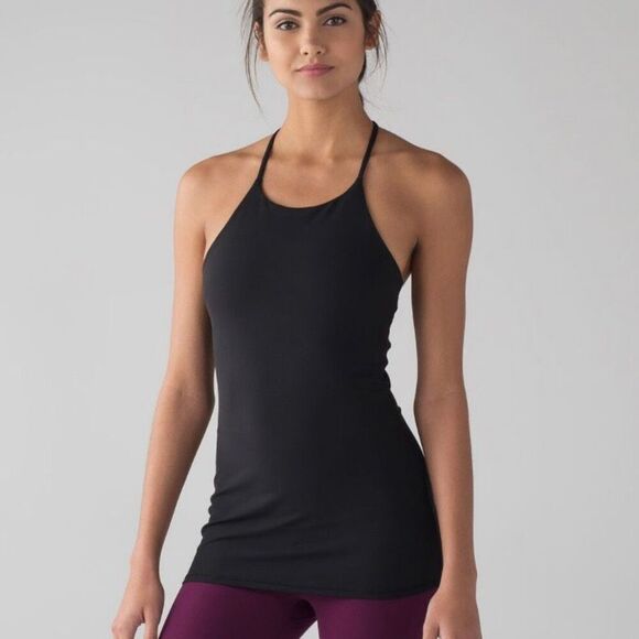 Lululemon Sun Setter Tank Black Size 10 Stretch Yoga style W1AKQS - Picture 1 of 5